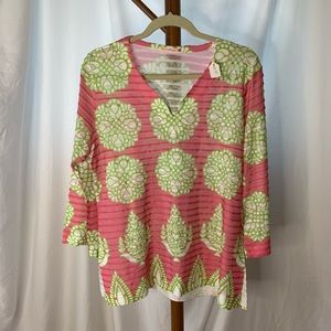 NWT Before & Again Bell Sleeved Tropical Tunic